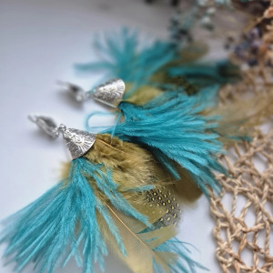 Klipsy pióra  długie lekkie Boho