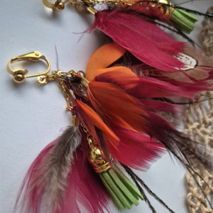 Klipsy pióra  długie lekkie Boho