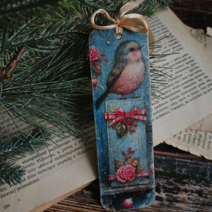 Drewniana zakładka do książki  Ptaszek