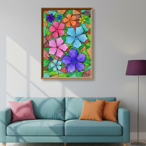 30. KOLOROWE KWIATY - rysunek, plakat.