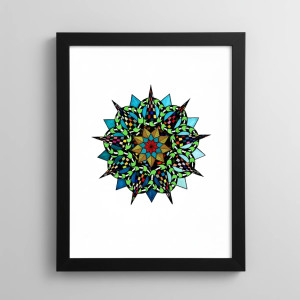 53. MANDALA NA OSTRO - SZMARAGDOWA - rysunek, plakat.