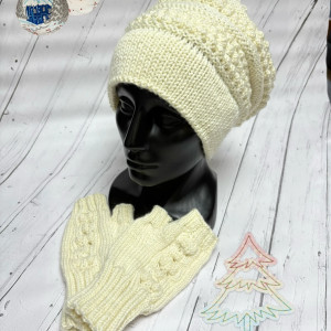 Czapka plus mitenki merino