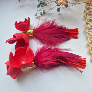 Kolczyki lekkie czerwone Boho