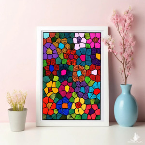 63. KWITNĄCA MOZAIKA - rysunek, plakat.