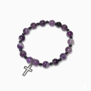 Bransoletka Damska z Kamieni Naturalnych Ametest i Hematyt