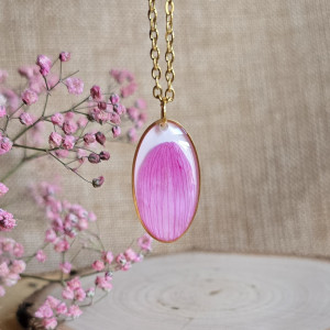 Wieczne kwiaty Zlzłota zawieszka złoty wisiorek naszyjnik żywica z żywicy kwiaty z kwiatami jajowata retro naturalna dziewczęca kobieca różowa