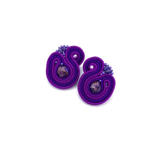 Kolczyki sutasz fioletowe sztyfty „Largo” z jaspisem małe lekkie