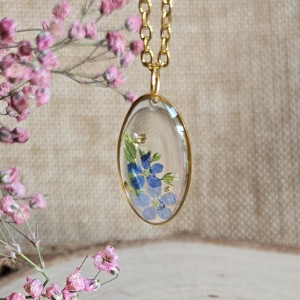 Wieczne kwiaty prawdziwe niezapominajki wisiorek