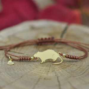 Szczur / Szczurek - bransoletka, srebro pozłacane