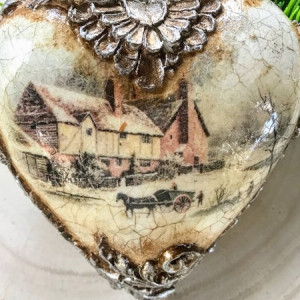 325,Bombka serce w stylu vintage