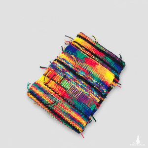 6954 Ekstrawagancki Szal Zero Waste – Ręcznie Dziany, Kontrastowe Pasy, Hippie/Boho
