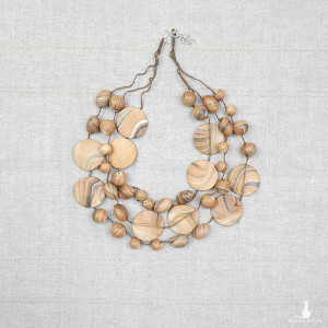 6337 Naszyjnik Boho Chic – Wielorzędowy, Koraliki z Efektem Marmur