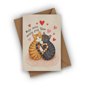 Kartka miłosna- Moje serce mruczy przy Tobie