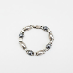 158 śliczna, stara bransoletka; srebro i krzem; unikatowa bransoletka vintage