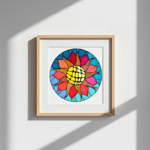 61. SŁONECZNA MANDALA - rysunek, plakat.