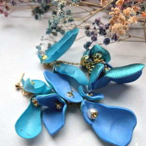 Kolczyki niebieskie kwiaty