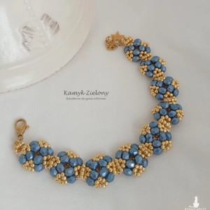 Niebiesko-złota bransoletka z kryształkami - wykończenia ze stali szlachetnej