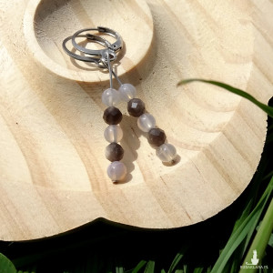 Kolczyki Obsydian srebrny Agat szary