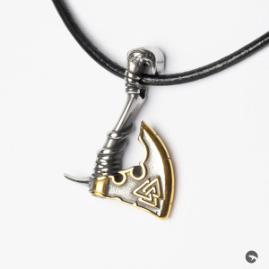 Naszyjnik ze Stali Szlachetnej 316L Topór Thora z Symbolem Valknut