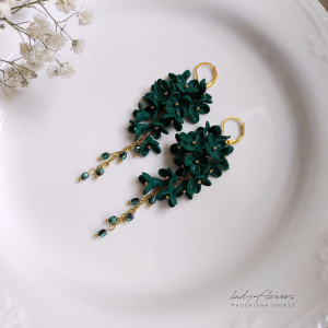 Kolczyki w kolorze butelkowej zieleni