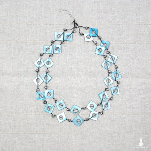 6117 Efektowny, Dwurzędowy Naszyjnik z Masy Perłowej