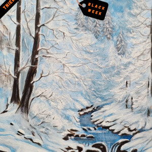 OBRAZ RĘCZNIE MALOWANY AKRYLOWY "W ZIMOWEJ BAŚNI" - 30x24cm