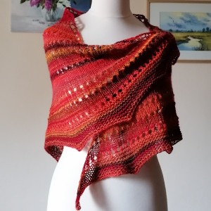 RĘCZNIE NA DRUTACH - Maki - miła, lekka chusta z wełną