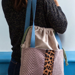 Patchworkowa torba do wózka z kominem panterka