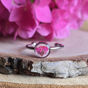 Wieczne kwiaty srebrny pierścionek regulowany kwiaty z kwiatami kwiatem gipsówka różowa