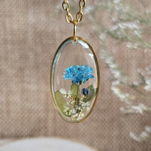 Wieczne kwiaty złota zawieszka złoty wisiorek naszyjnik żywica z żywicy kwiaty z kwiatami