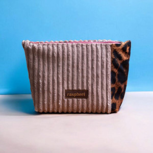 Sztruksowa kosmetyczka MAXI panterka