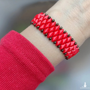 Bransoletka Korale Czerwone Gemduo Szeroka bra25.15
