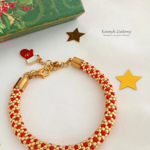 Bransoletka ze świąteczną przywieszką - rękawiczką - wykończenia ze stali szlachetnej