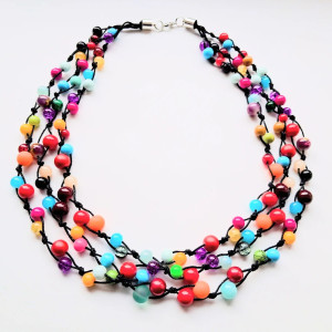 Multicolor naszyjnik z koralików i sznurka