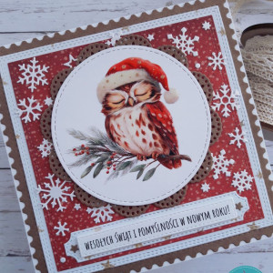 Kartka świąteczna z uroczą sową