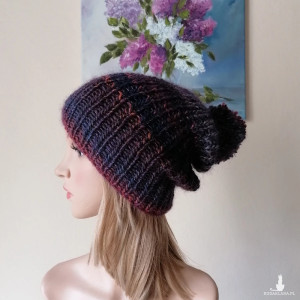 Pompon - miła, miękka czapka z jedwabiem i moherem