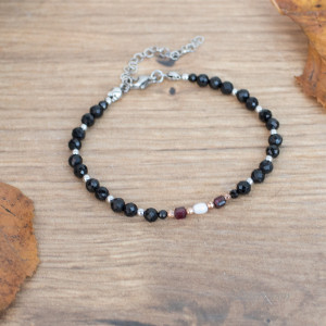 Bransoletka Czarny Turmalin i Perła