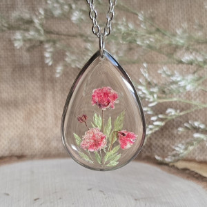 Wieczne kwiaty srebrna zawieszka srebrny wisiorek kwiat naszyjnik żywica z żywicy kwiaty łezka łza kropelka gipsówka