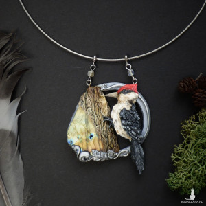 Naszyjnik dzięcioł z labradorytem