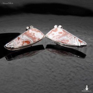 Kolczyki srebrne z agatem crazy lace wkrętki