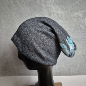 Czapka dzianina swetrowa Smerfetka rękodzieło