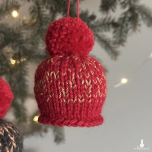 Ozdoba na choinkę, mini-czapeczka, czerwono-złota - 1 szt.