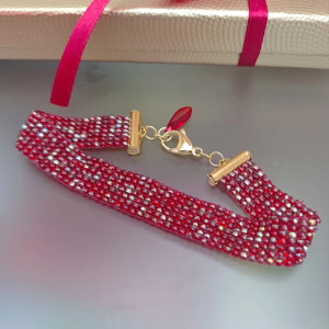 Bransoletka Tkana Czerwona Z Koralików