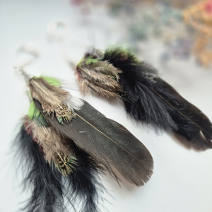 Kolczyki pióra boho kolory ziemi