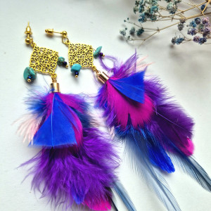 Kolczyki pióra boho energetyczne