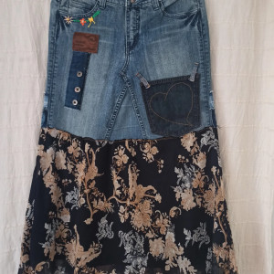 Spódnica denim maxi boho street fashion