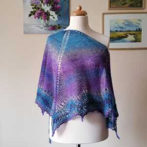 Z turkusem - miła, lekka, stylowa chusta z jedwabiem i moherem