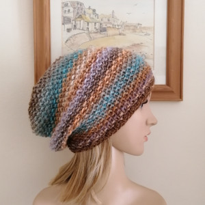 Z piaskiem - miła, ciepła czapka beanie