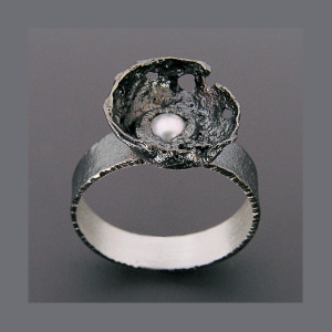 Pierścionek z perłą, srebro 925, rozmiar 16,5