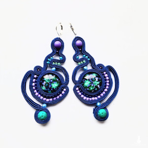 Cobalt Openwork kolczyki sutaszowe